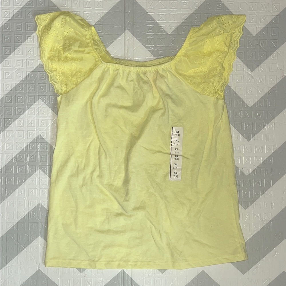 Yellow Lace Sleeve girls  Top XL ( 14) b
